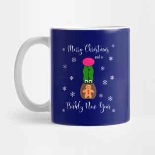 Merry Christmas And A Prickly New Year - Hybrid Cactus In Gingerbread Man Pot Mug